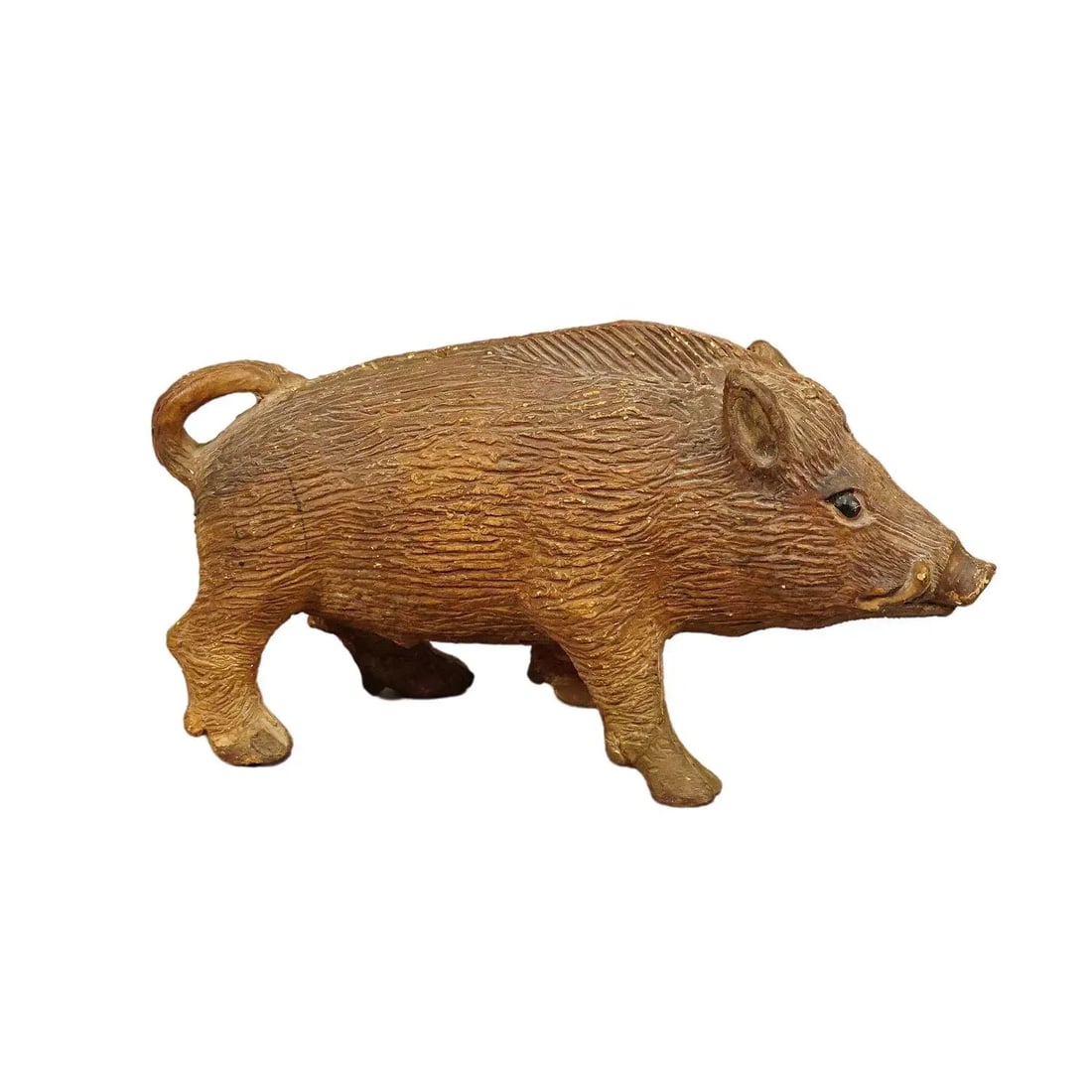 Antique Wild Boar Piggy Bank Made of Clay - 7