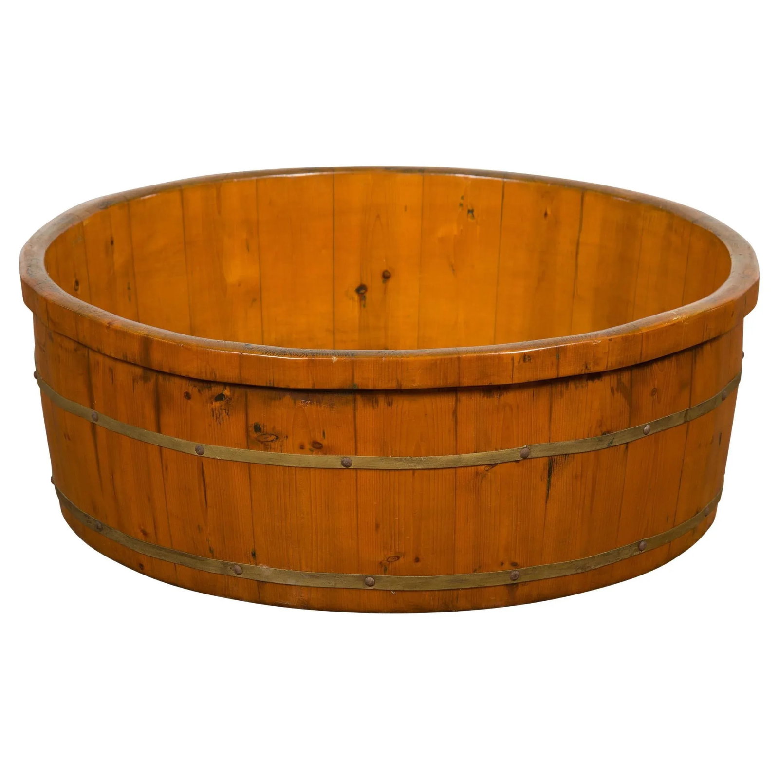 Chinese Qing Dynasty Period 19th Century Elm Round Rice Tray with Brass Braces - 13