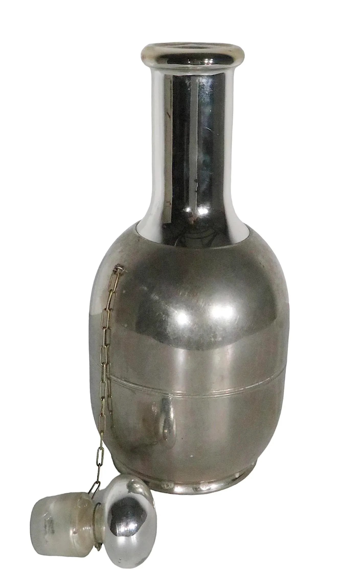 Glass Lined Metal Carafe With Original Mirrored Glass Stopper American Thermos Bottle Co. C. 1911 - 5