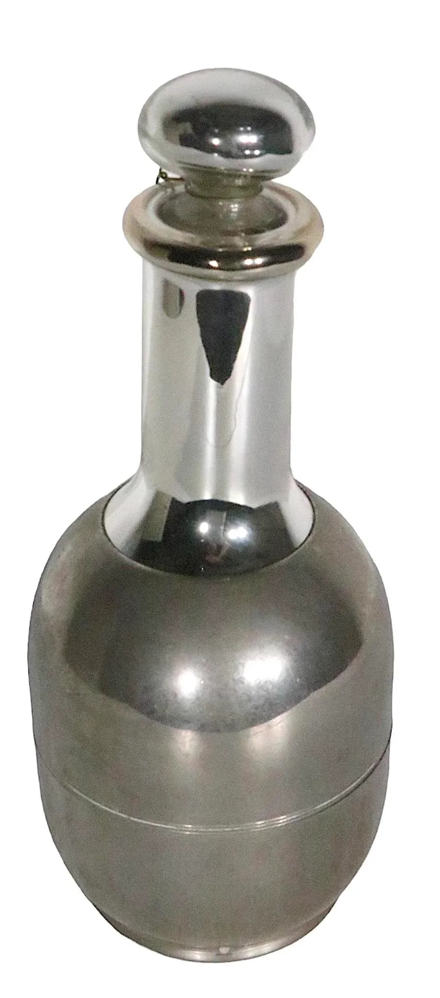 Glass Lined Metal Carafe With Original Mirrored Glass Stopper American Thermos Bottle Co. C. 1911 - 8