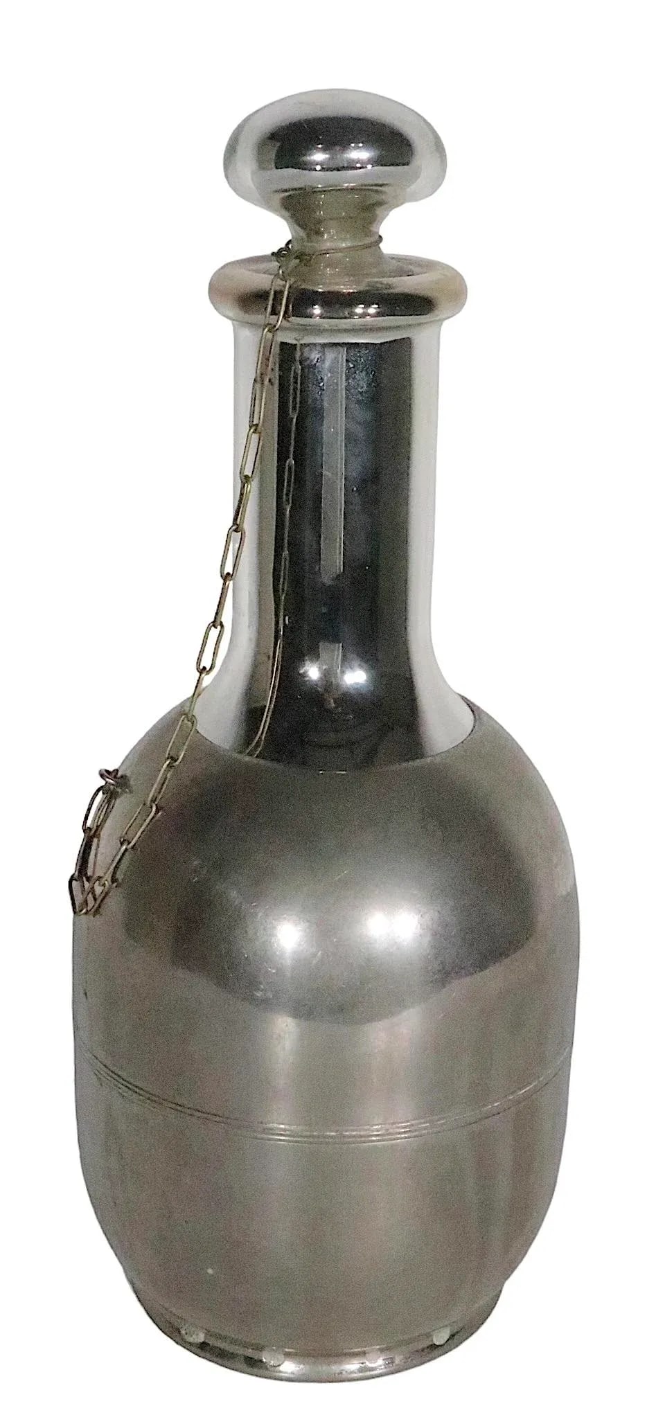 Glass Lined Metal Carafe With Original Mirrored Glass Stopper American Thermos Bottle Co. C. 1911 - 9