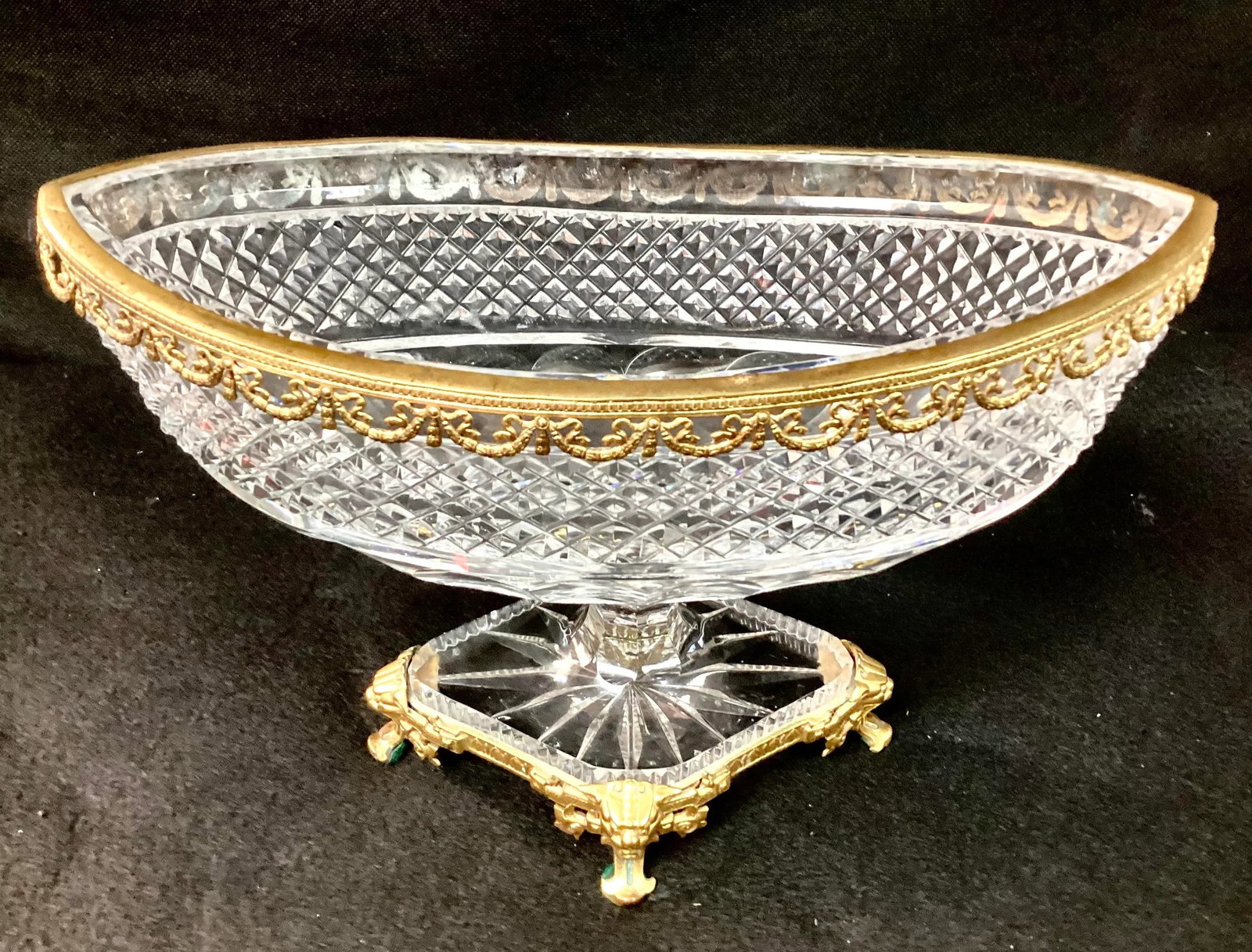 Bronze Dore Mounted Crystal Baccarat Style Centerpiece - 2