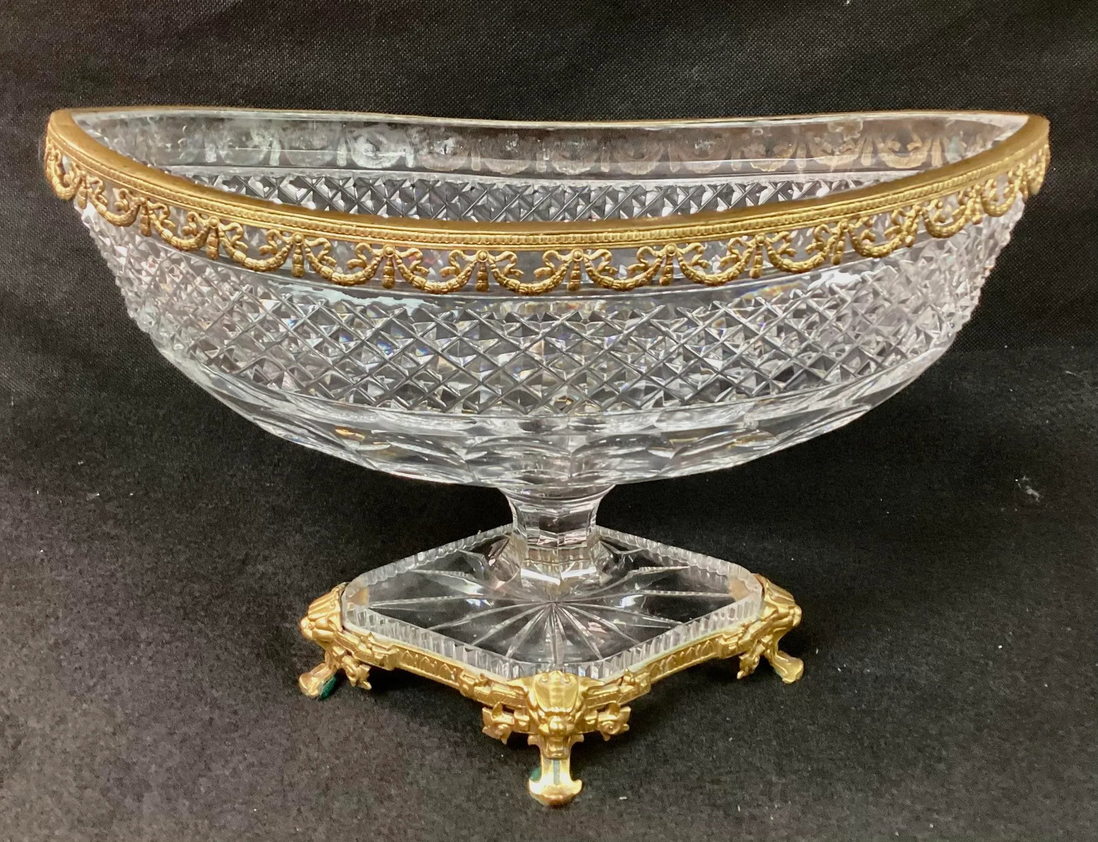 Bronze Dore Mounted Crystal Baccarat Style Centerpiece - 3