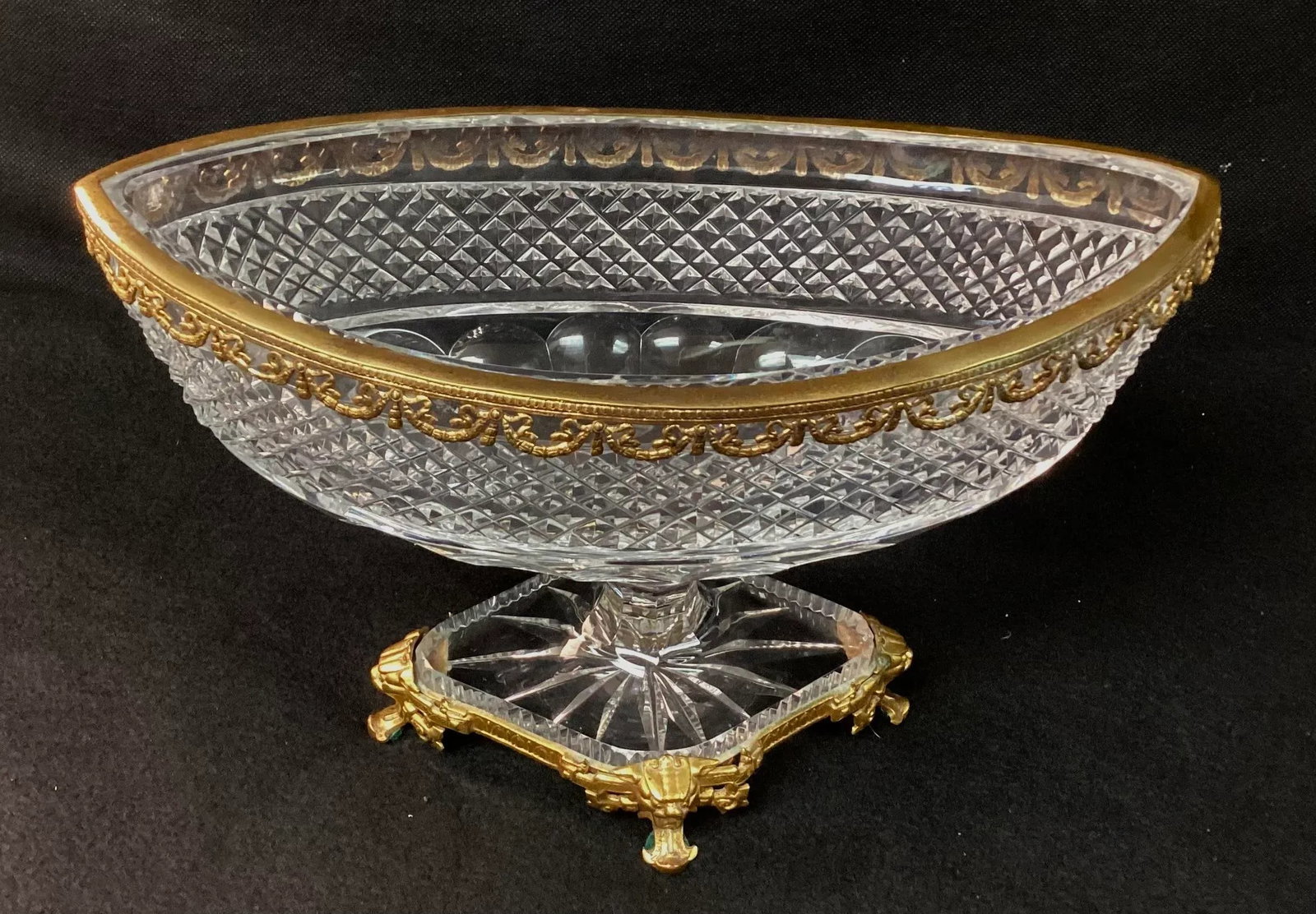 Bronze Dore Mounted Crystal Baccarat Style Centerpiece - 4