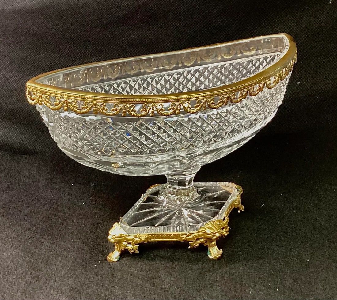 Bronze Dore Mounted Crystal Baccarat Style Centerpiece - 5
