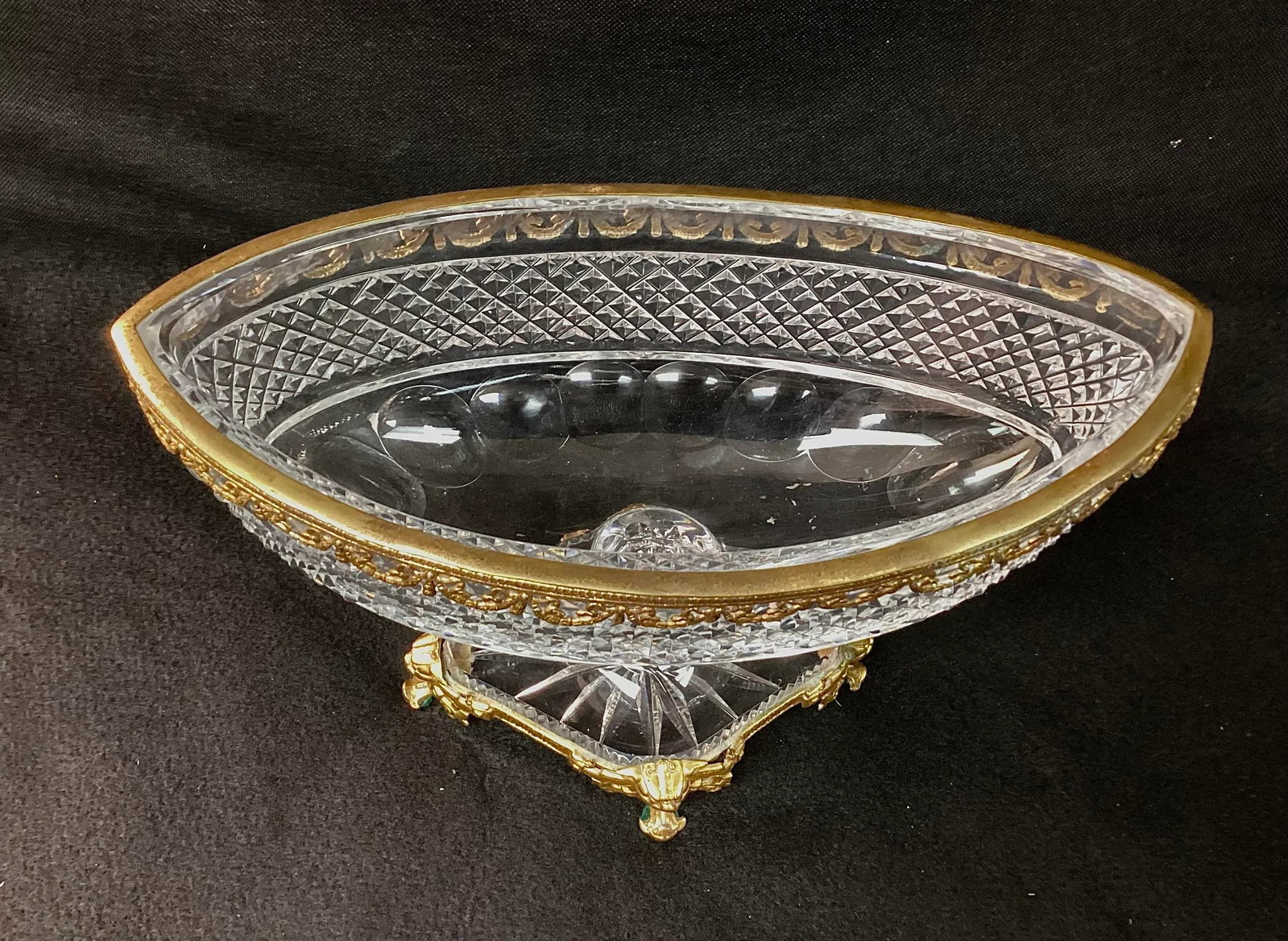 Bronze Dore Mounted Crystal Baccarat Style Centerpiece - 6