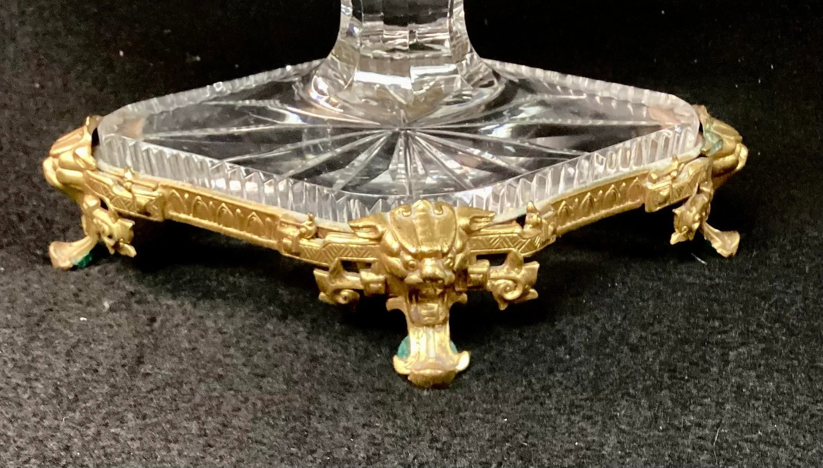 Bronze Dore Mounted Crystal Baccarat Style Centerpiece - 7