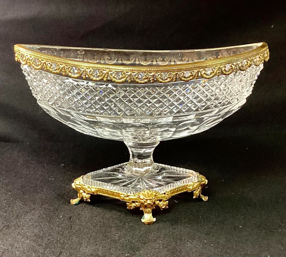 Bronze Dore Mounted Crystal Baccarat Style Centerpiece - 8
