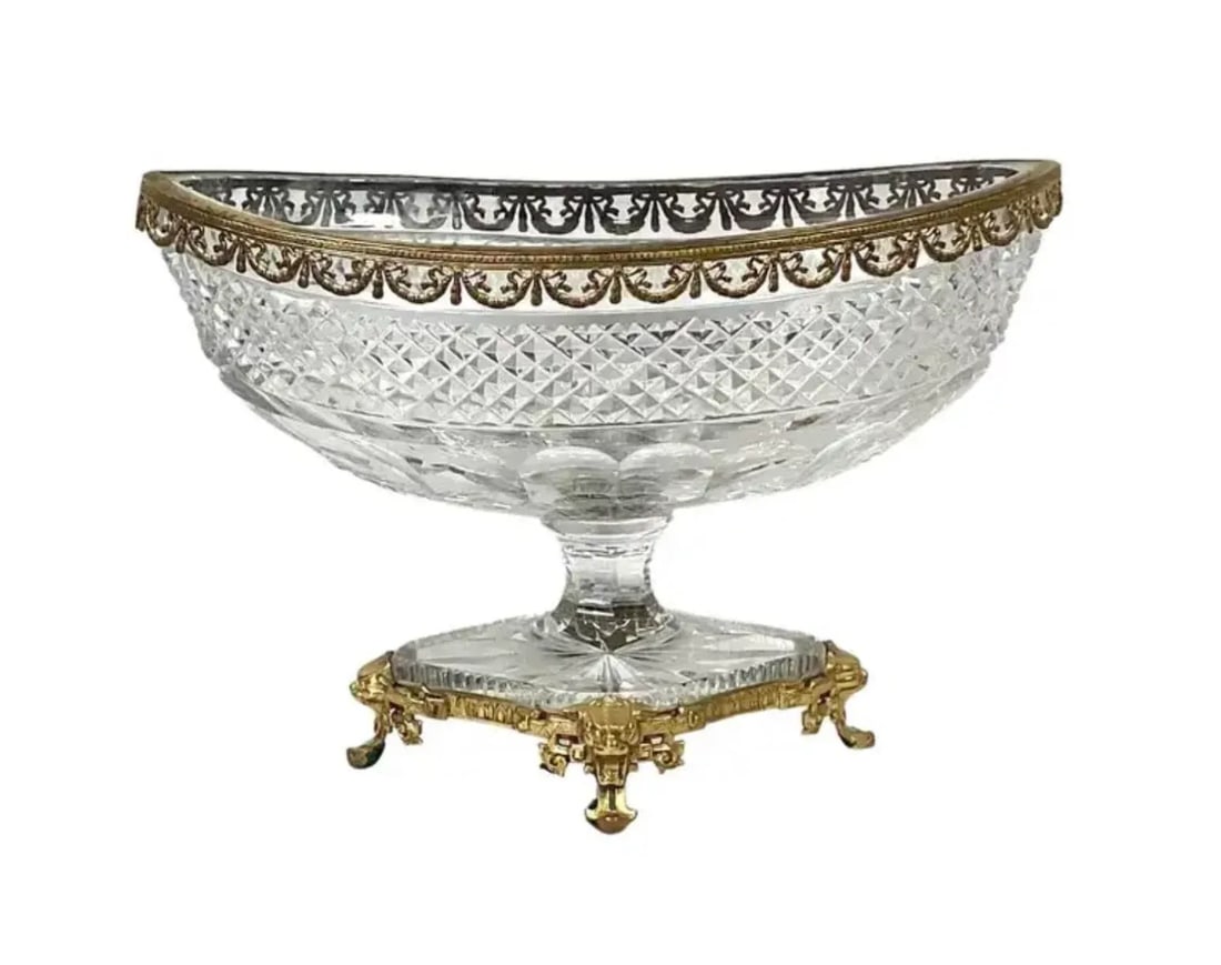 Bronze Dore Mounted Crystal Baccarat Style Centerpiece - 9
