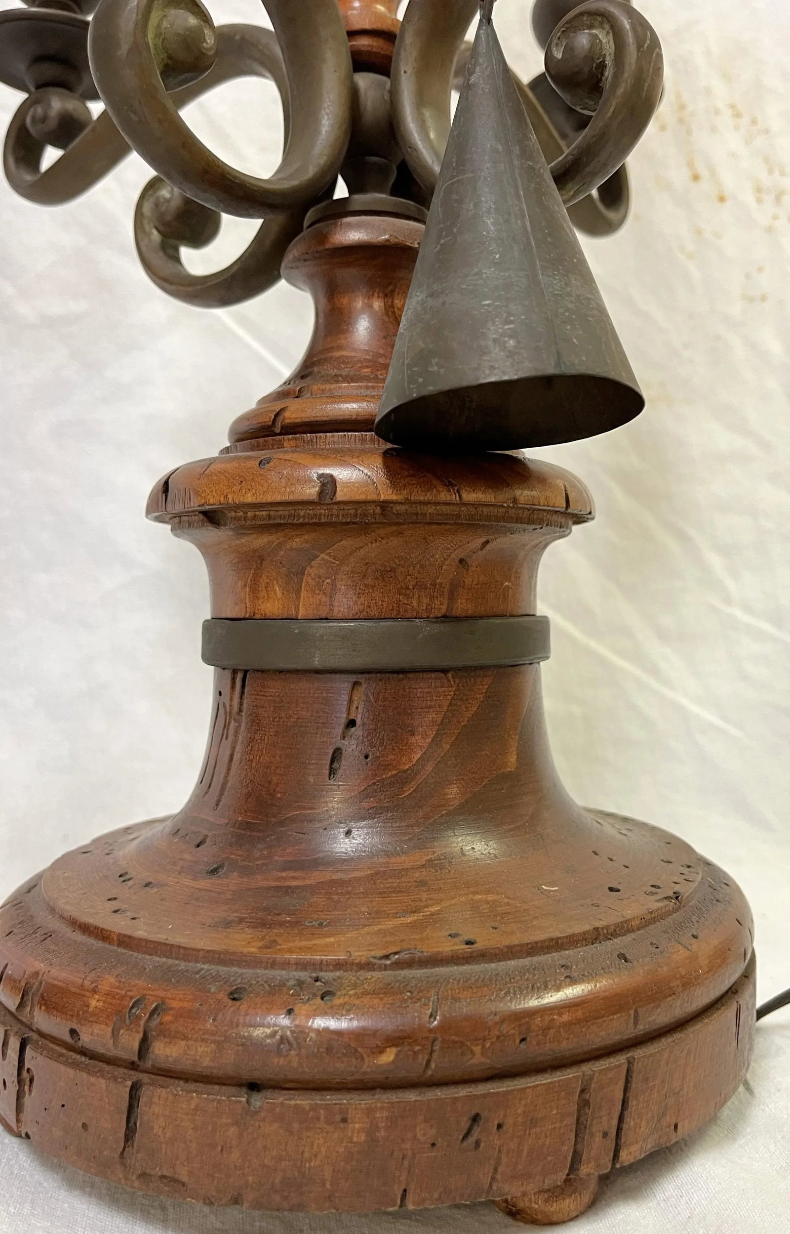 Vintage Chapman Italian Turned Wood With Bronze Candelabra Made Into Lamps- a Pair - 8