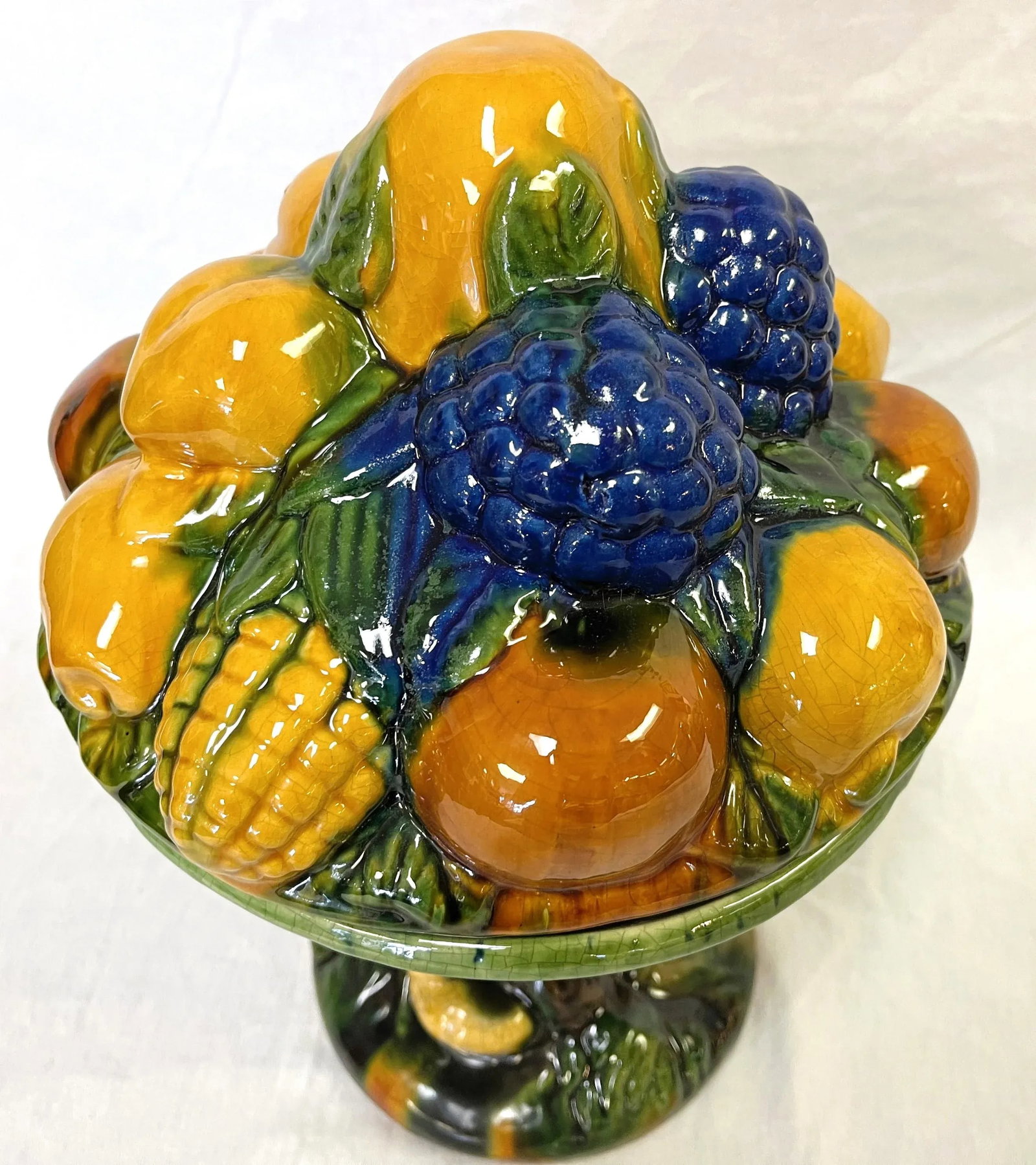 Mid Century Italian Majolica Ceramic Lidded Dish Topiary - 10