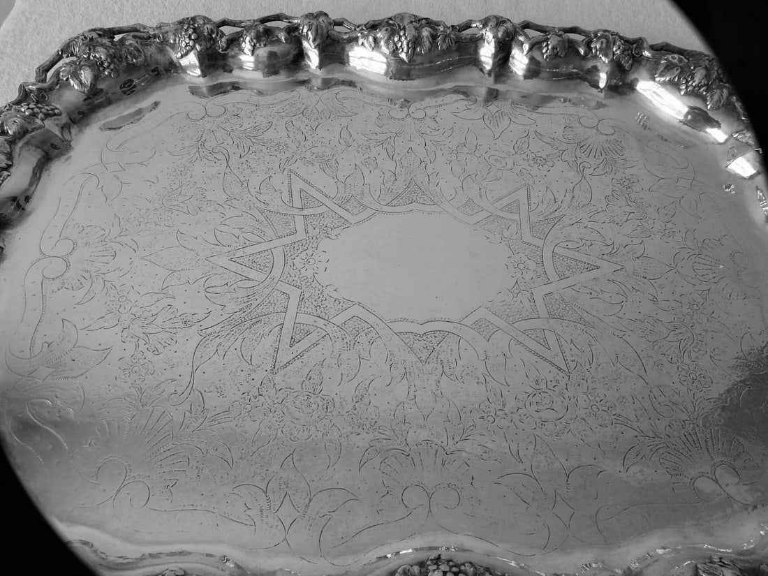 Late 19th Century Antique French Silverplate Charcuterie Cocktail Wedding Tea Service Serving Tray w - 3