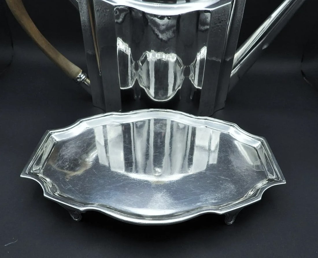 Antique Sterling Silver George Baskerville London Geo III Teapot With Matching Trivet 1796 - 6