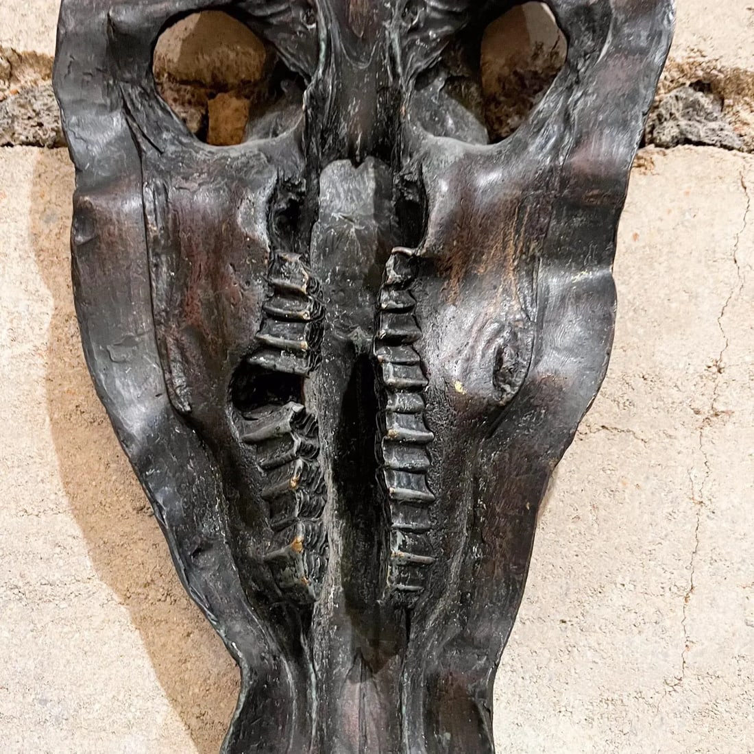 1980s Hippopotamus Head Bronze Skull Sculpture After Giacometti - 4