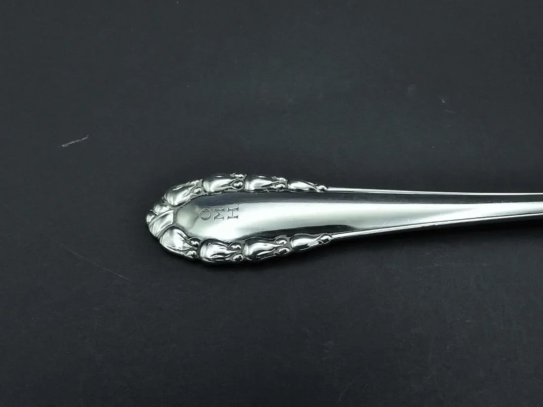 Vintage Georg Jensen Lily of the Valley Rose Large Serving Spoon 1913-2004 - 6