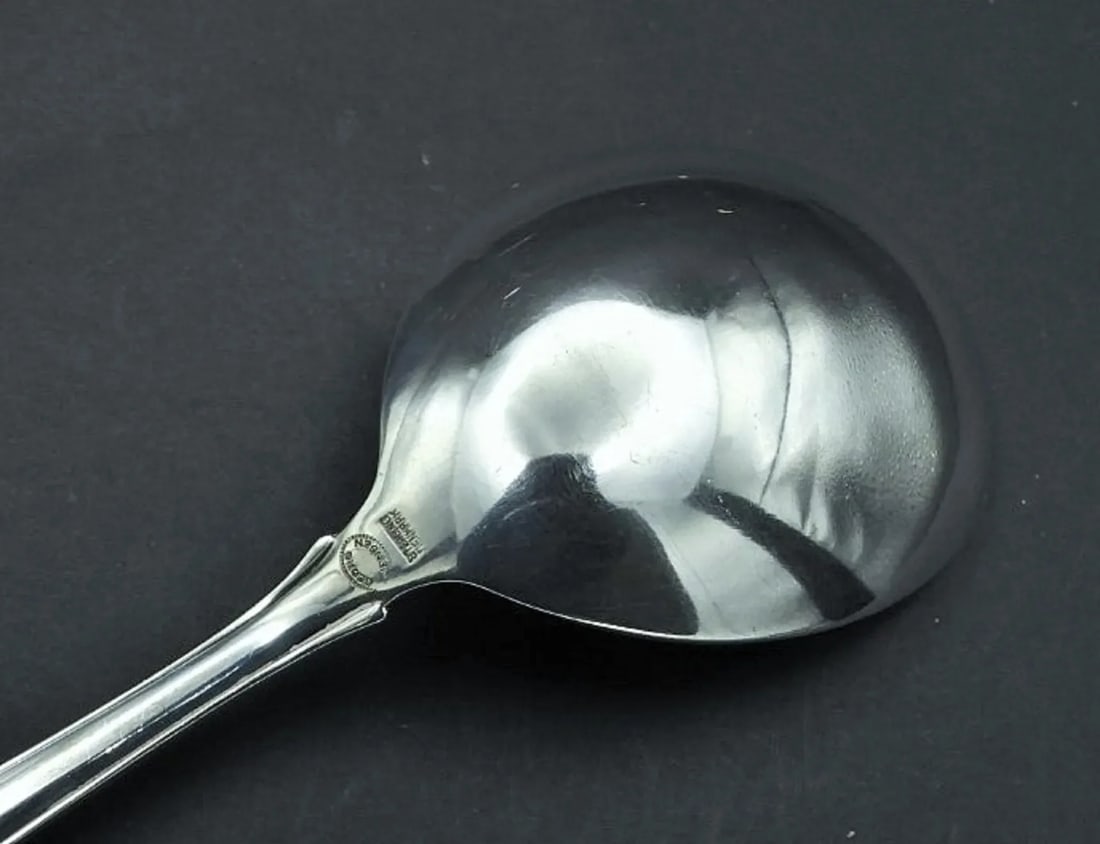 Vintage Georg Jensen Lily of the Valley Rose Large Serving Spoon 1913-2004 - 8