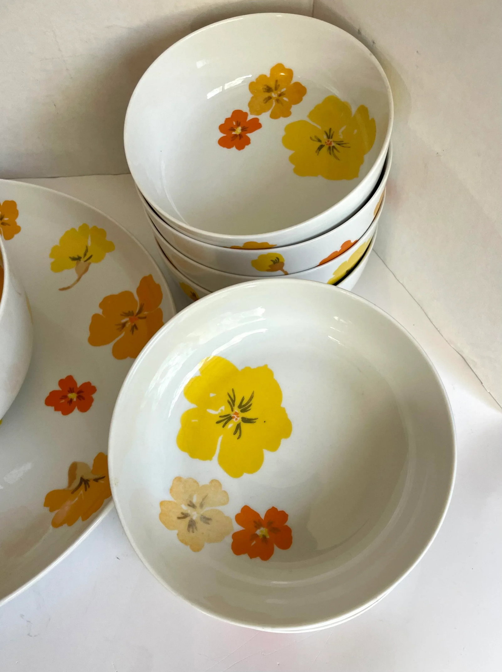 1960's Suisse Switzerland "Lugano" Porcelain Floral Dinnerware Set - 6