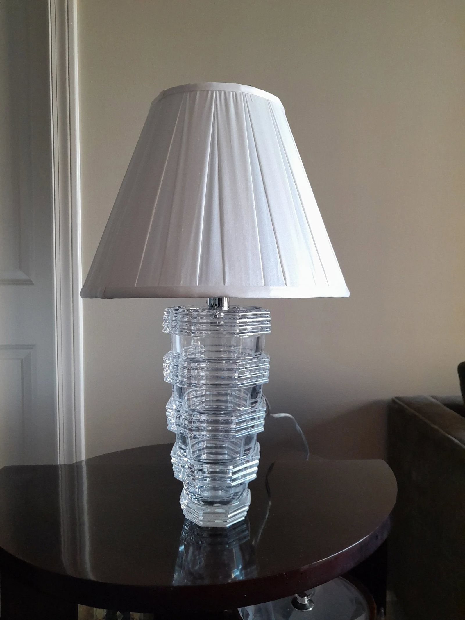 Modern Baccarat Crystal Table Lamp With Silk Space Pleat Empire Shade and Led Socket - 5
