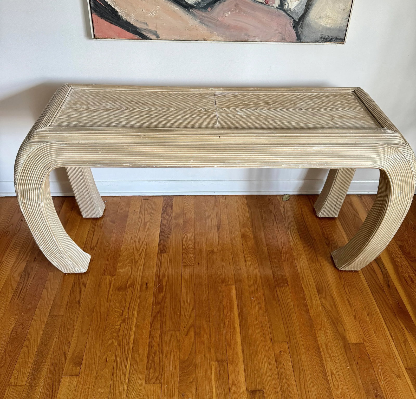 Late 20th Century Pencil Reed Console Entry Table in Style of Karl Springer - 2