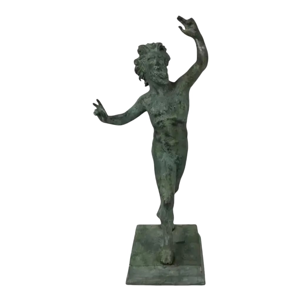 Italian Grand Tour Bronze Model of Dancing Faun of Pompeii: Italian classical bronze sculpture of the Dancing Faun of Pompeii. Fauns were an example of spirits of untamed woodland, often connected to Pan and Greek satyrs by Romans, or followers of the Greek