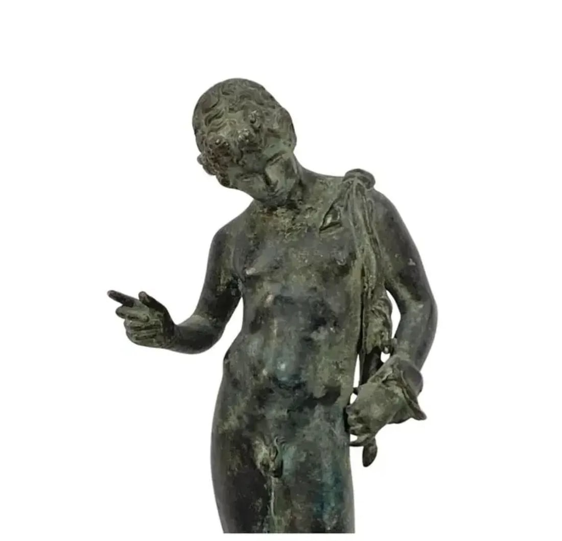 Italian Grand Tour Classical Verdigris Bronze Sculpture of Narcissus - 2