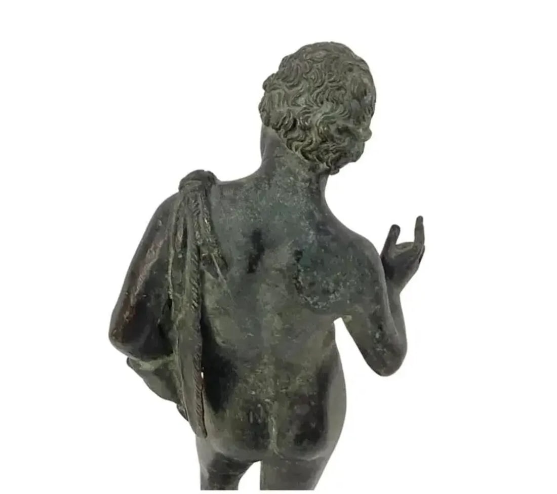 Italian Grand Tour Classical Verdigris Bronze Sculpture of Narcissus - 4