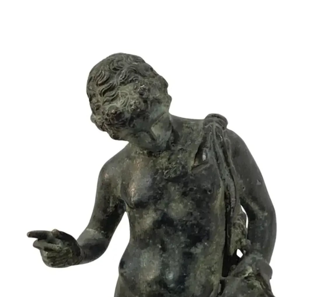 Italian Grand Tour Classical Verdigris Bronze Sculpture of Narcissus - 5