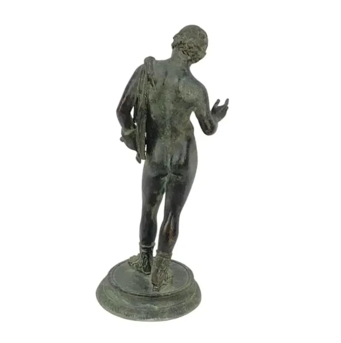 Italian Grand Tour Classical Verdigris Bronze Sculpture of Narcissus - 6