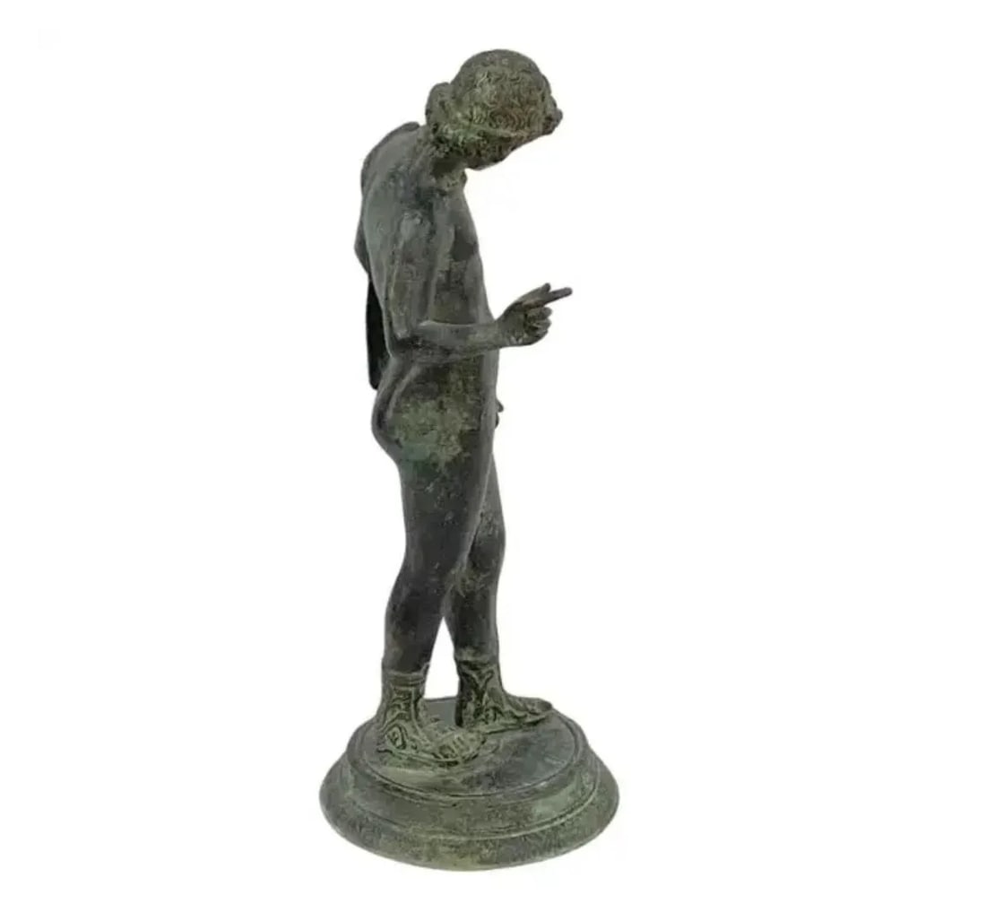 Italian Grand Tour Classical Verdigris Bronze Sculpture of Narcissus - 7