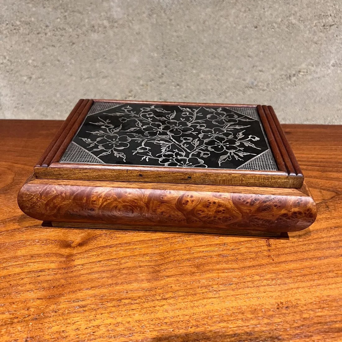 Vintage Cigarette Dispenser Burlwood Box - 5