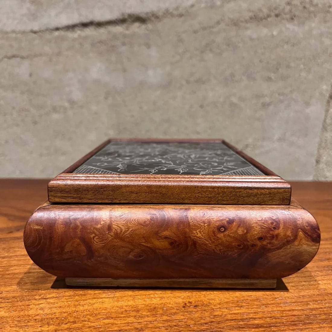 Vintage Cigarette Dispenser Burlwood Box - 7