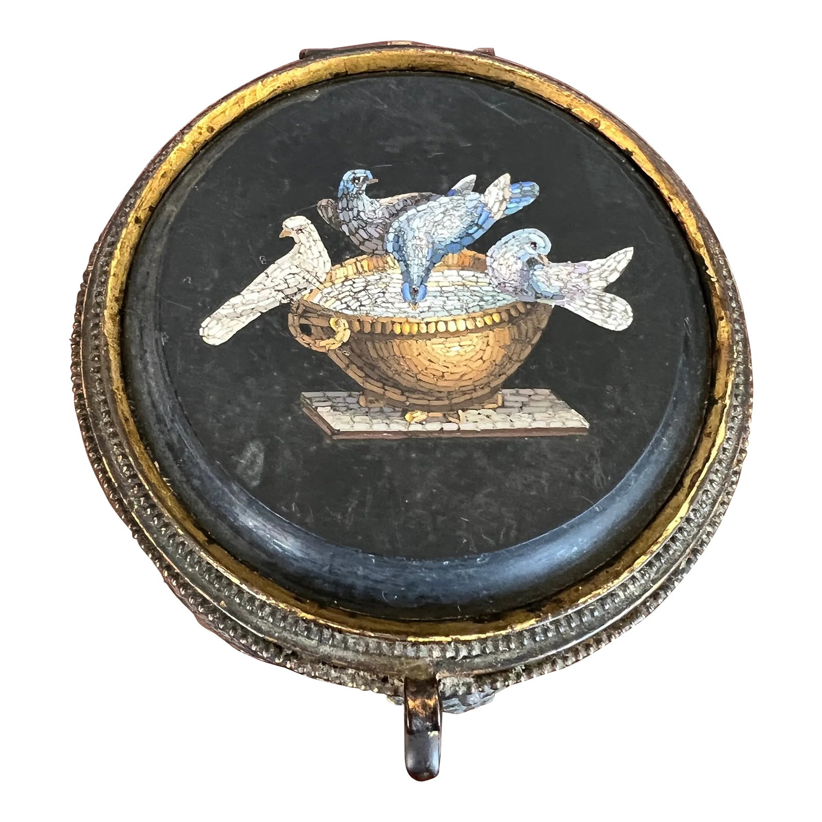 19th C. Italian Grand Tour Micro-Mosaic "Doves of Pliny" Box After Antiquity (1 of 7)