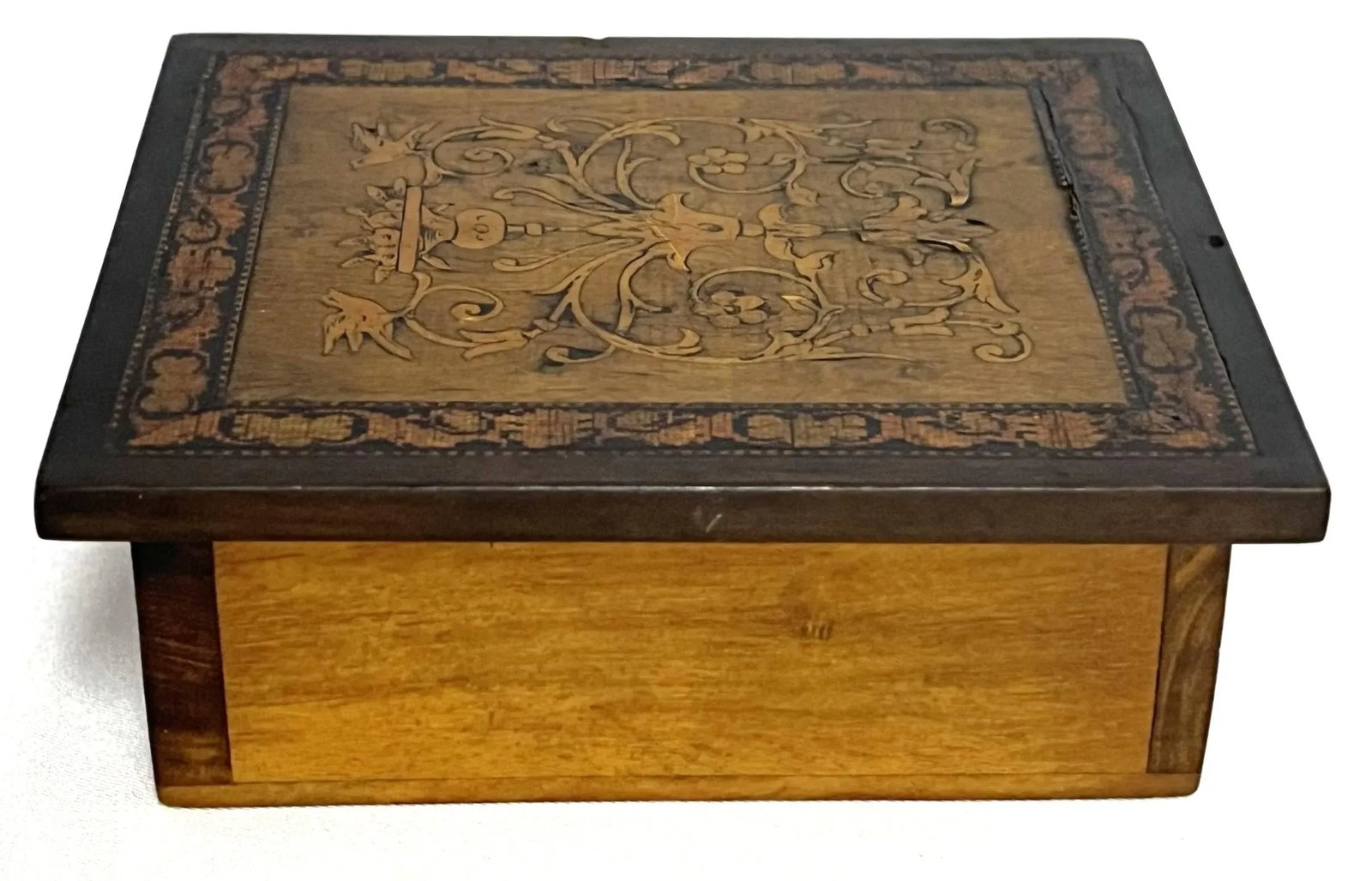 Antique French Louis XVI Style Hinged Wooden Trinket Box - 3