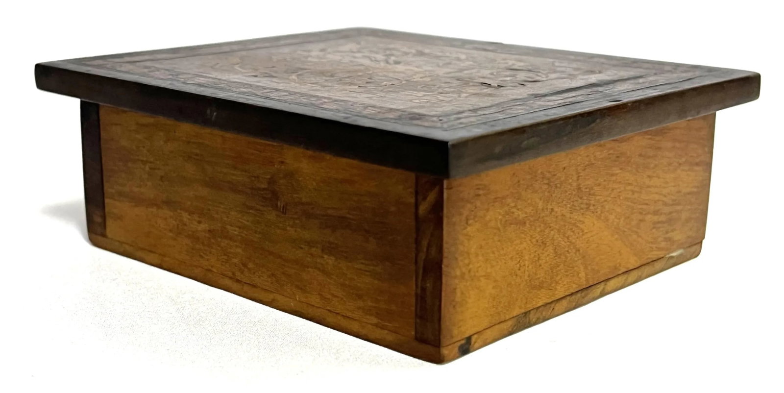 Antique French Louis XVI Style Hinged Wooden Trinket Box - 4