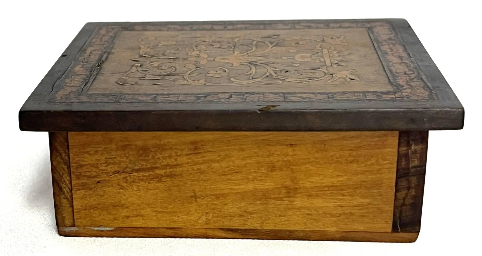 Antique French Louis XVI Style Hinged Wooden Trinket Box - 8