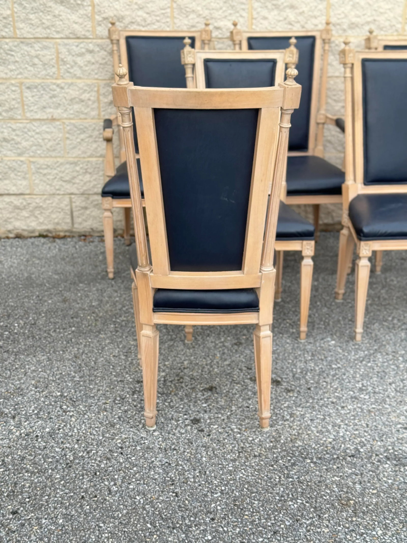 1940s Louis XIV Style Dining Chairs With Carved Wood Frames and Leather Upholstery - Set of 6 - 3
