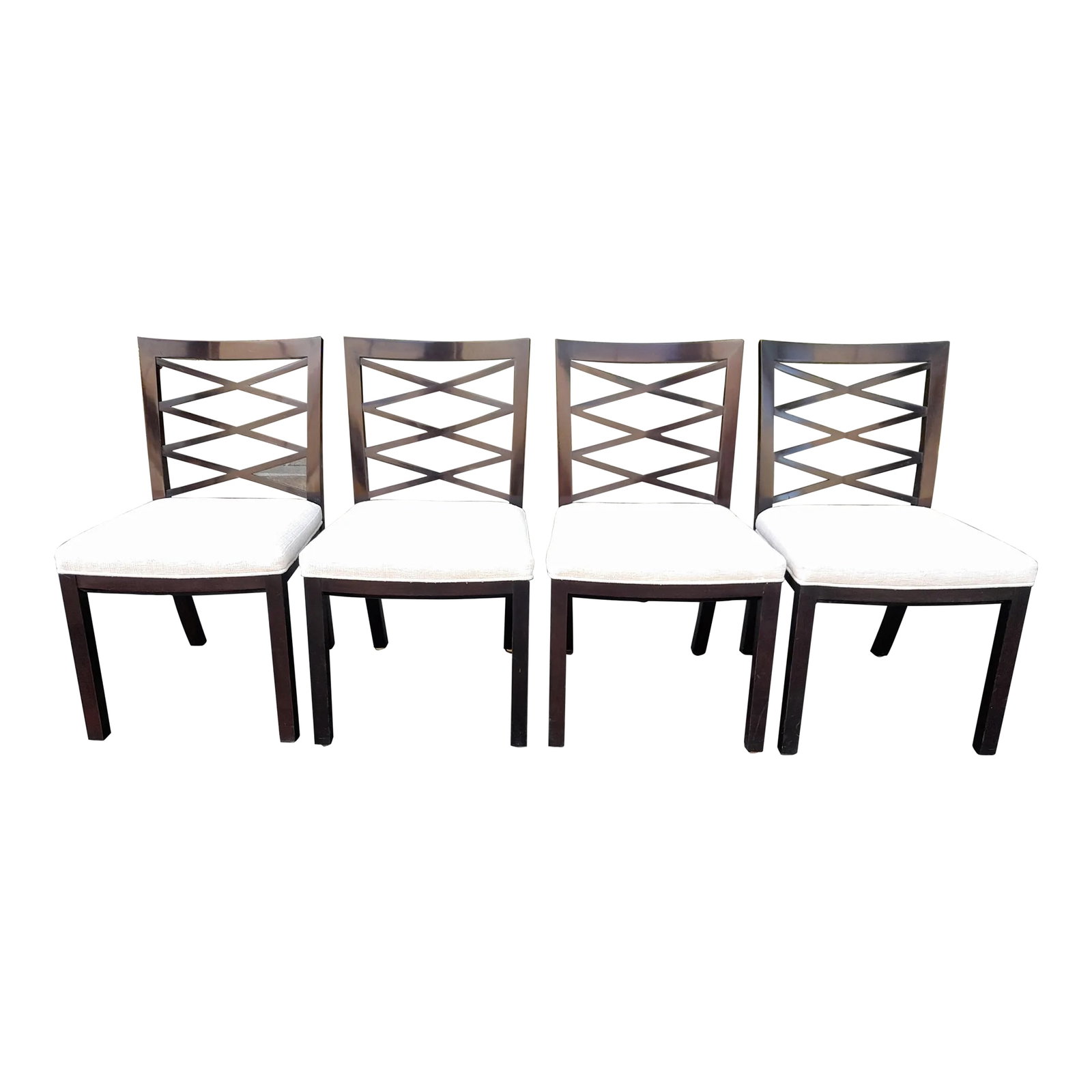 Set of 4 Councill Furniture X Back Dining Chairs Newly Upholstered in Performance Chenille (1 of 7)
