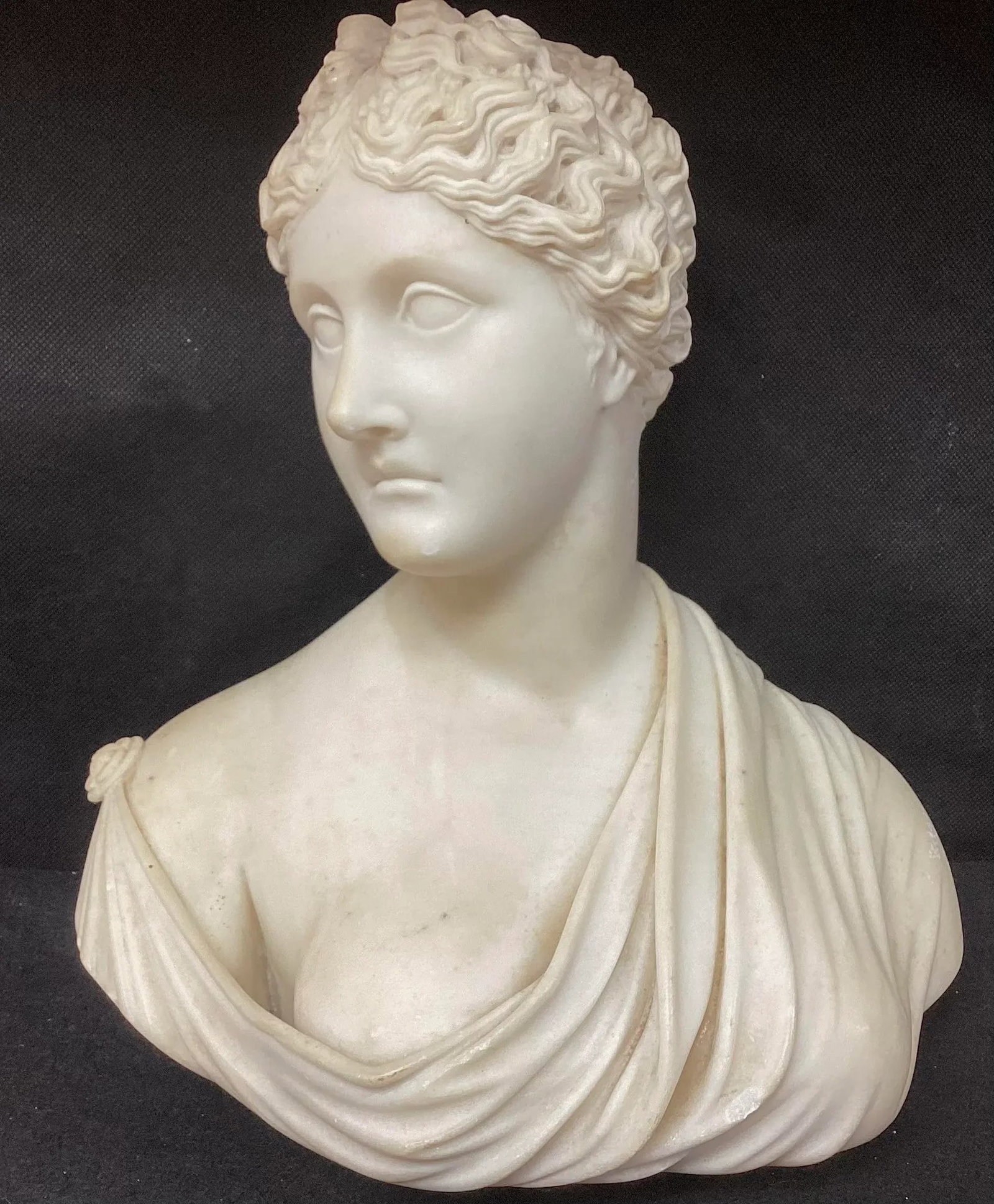 Italian Grand Tour Carved Marble Bust of Woman - 4
