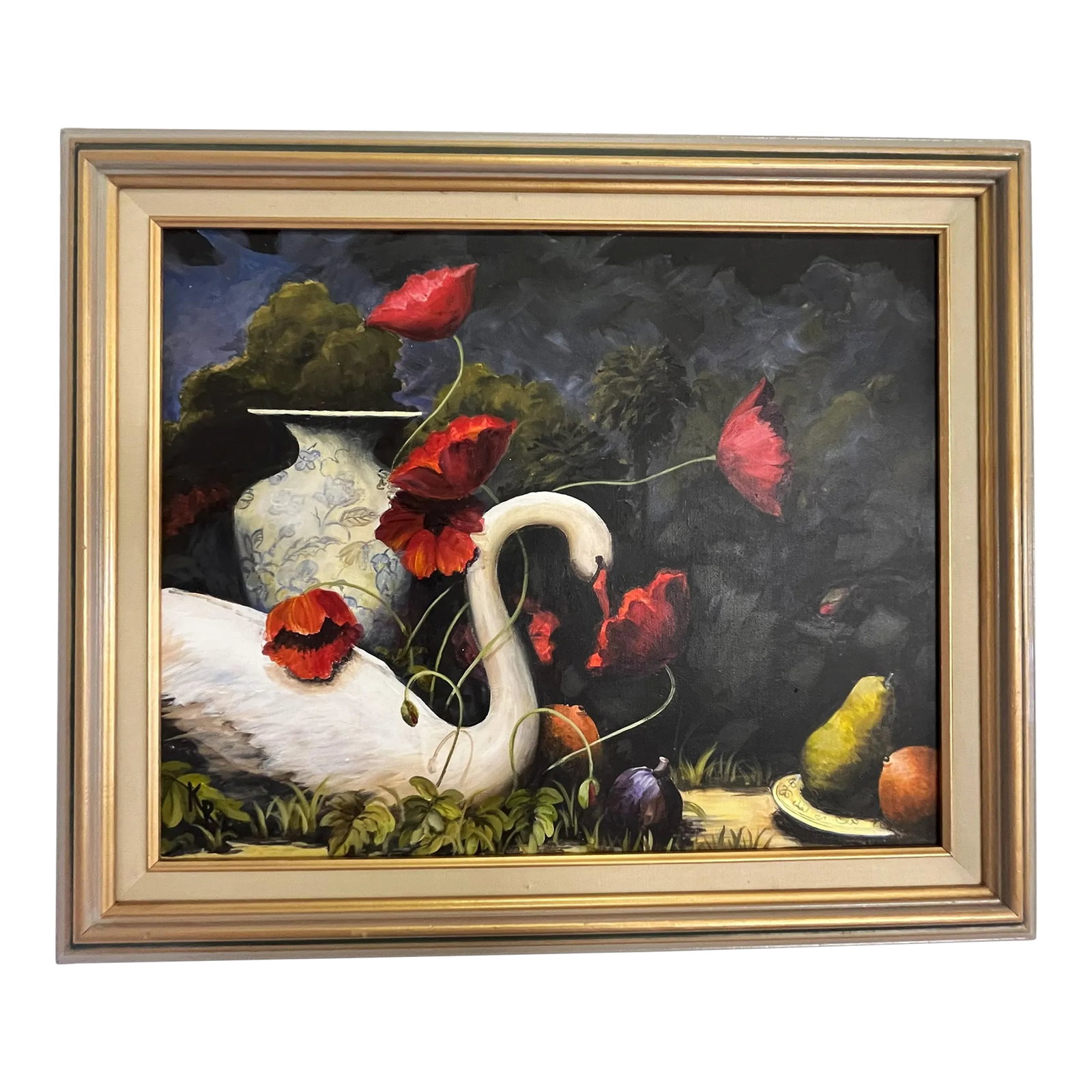 Signed Original Painting on Canvas by Karen Reinhart (American, 1938-2023): Refined signed original painting on canvas by American artist Karen Reinhart (1938-2023). Karen was a beloved art teacher, and this was acquired from her Palm Beach Estate in 2024. The painting