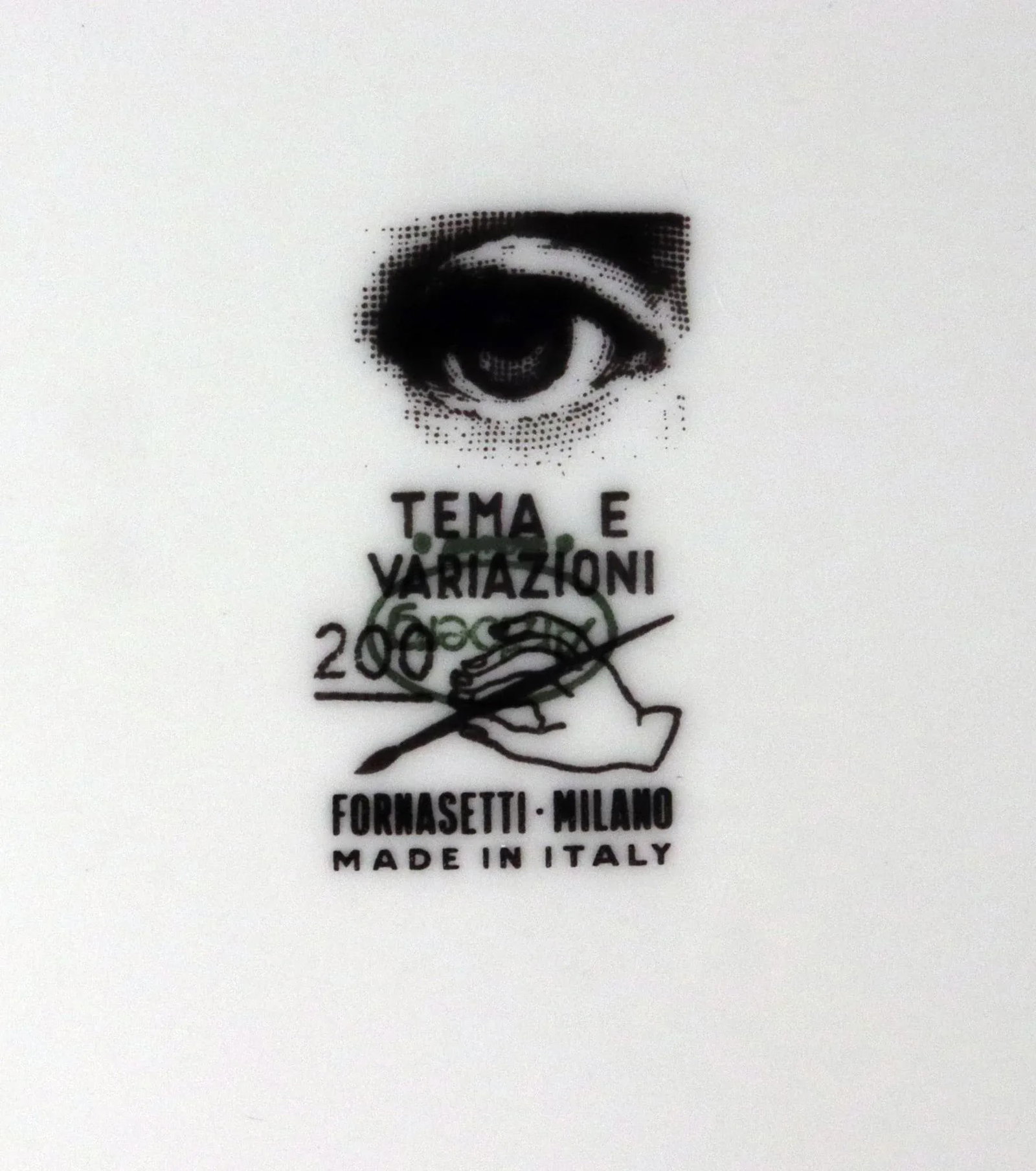 Fornasetti Themes & Variation Porcelain Plate, Number 200 - 9