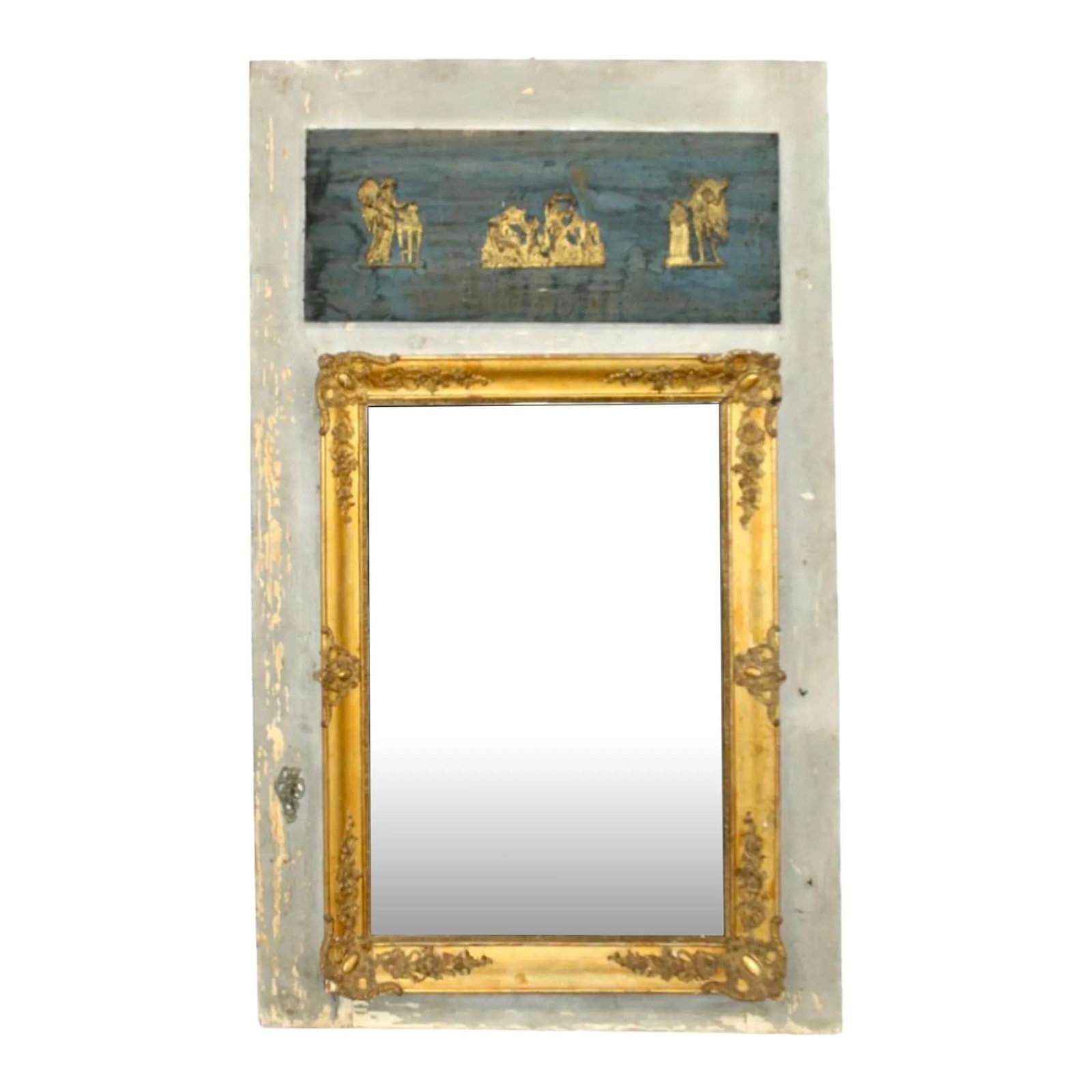 French Directoire Painted and Giltwood Trumeau Mirror (1 of 8)