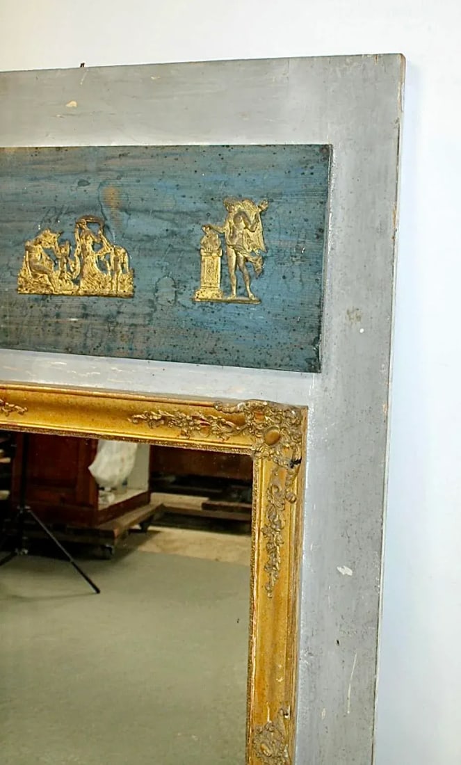French Directoire Painted and Giltwood Trumeau Mirror - 5