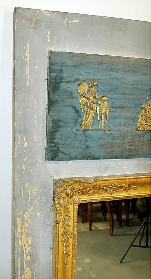 French Directoire Painted and Giltwood Trumeau Mirror - 6