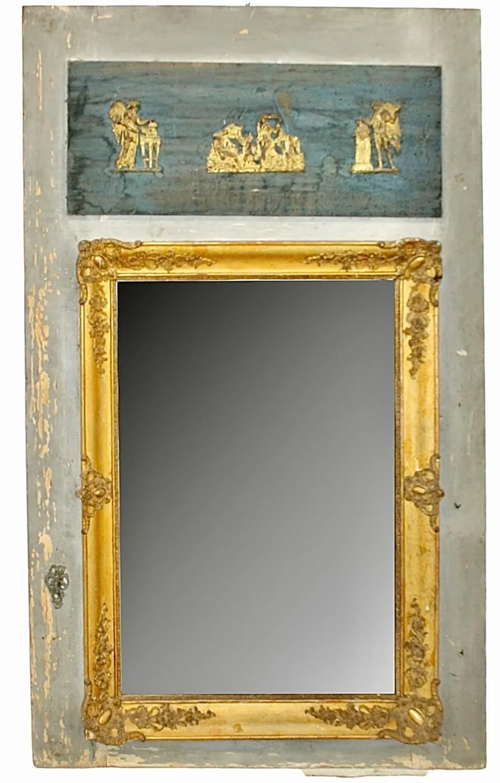 French Directoire Painted and Giltwood Trumeau Mirror - 8