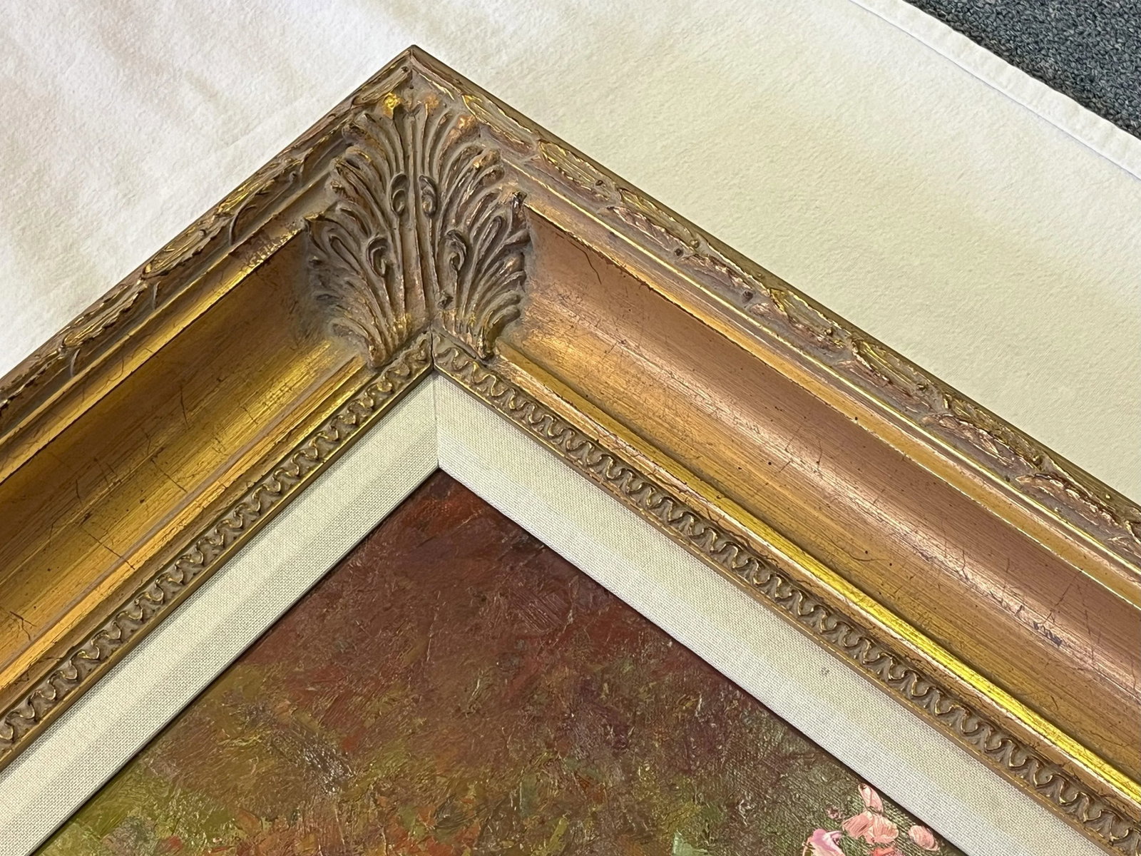 Original Signed and Framed Impressionist Flowers Oil Painting on Canvas - 10