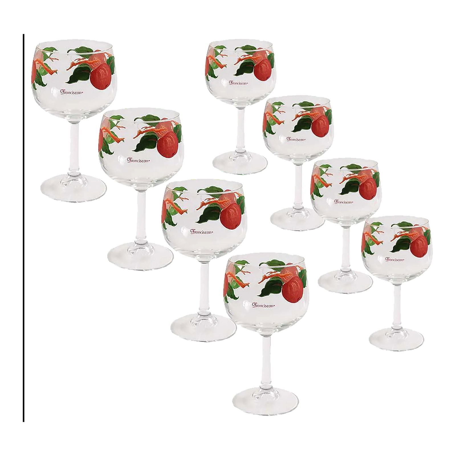 Vintage Franciscan Apple Pattern Stem Glasses - Set of 8 - 2