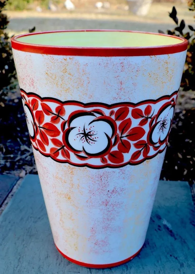 Hand Painted Art Deco Czechoslovakian Flower Vase - 2