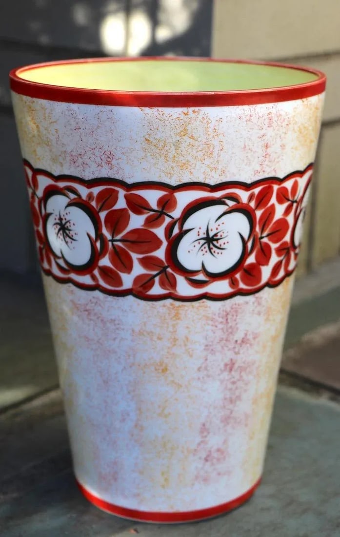 Hand Painted Art Deco Czechoslovakian Flower Vase - 3