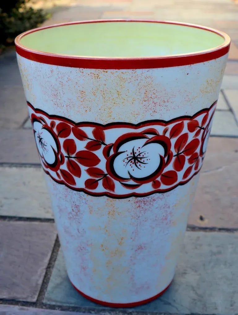 Hand Painted Art Deco Czechoslovakian Flower Vase - 8