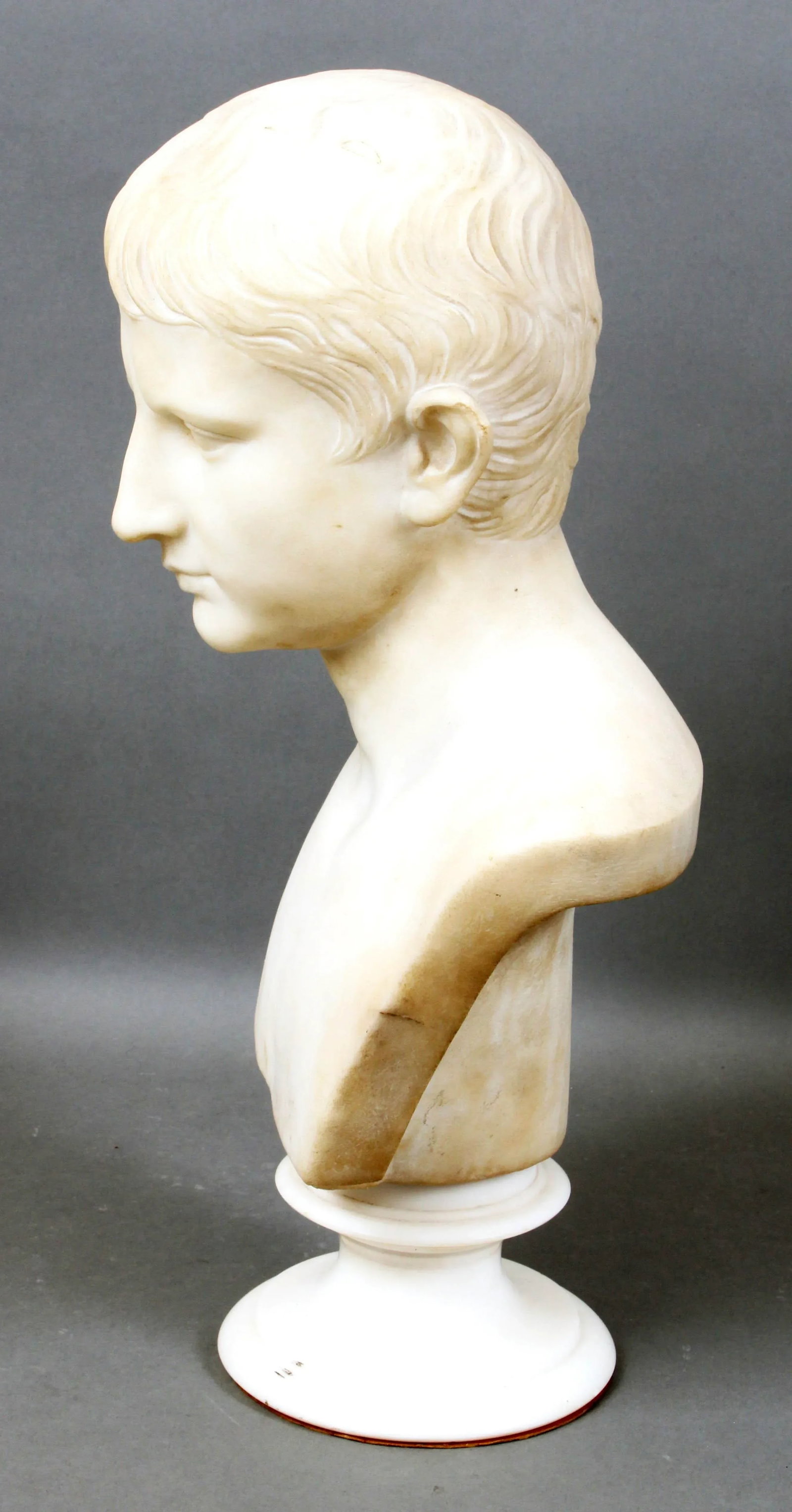 Italian Grand Tour White Marble Bust of Augustus Caesar - 3